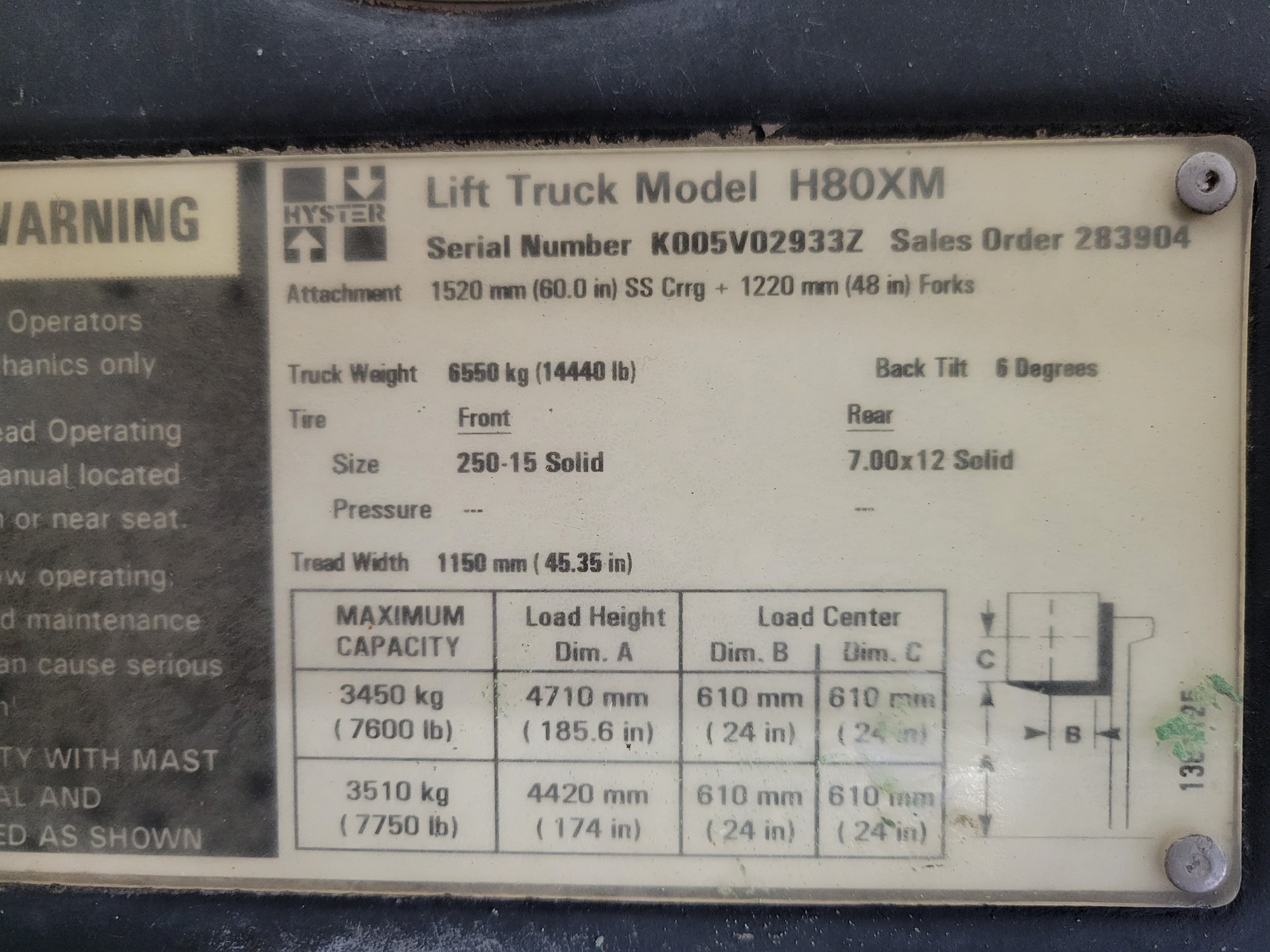 1999 HYSTER H80XM Forklift Trucks | Myers Technology Co., LLC