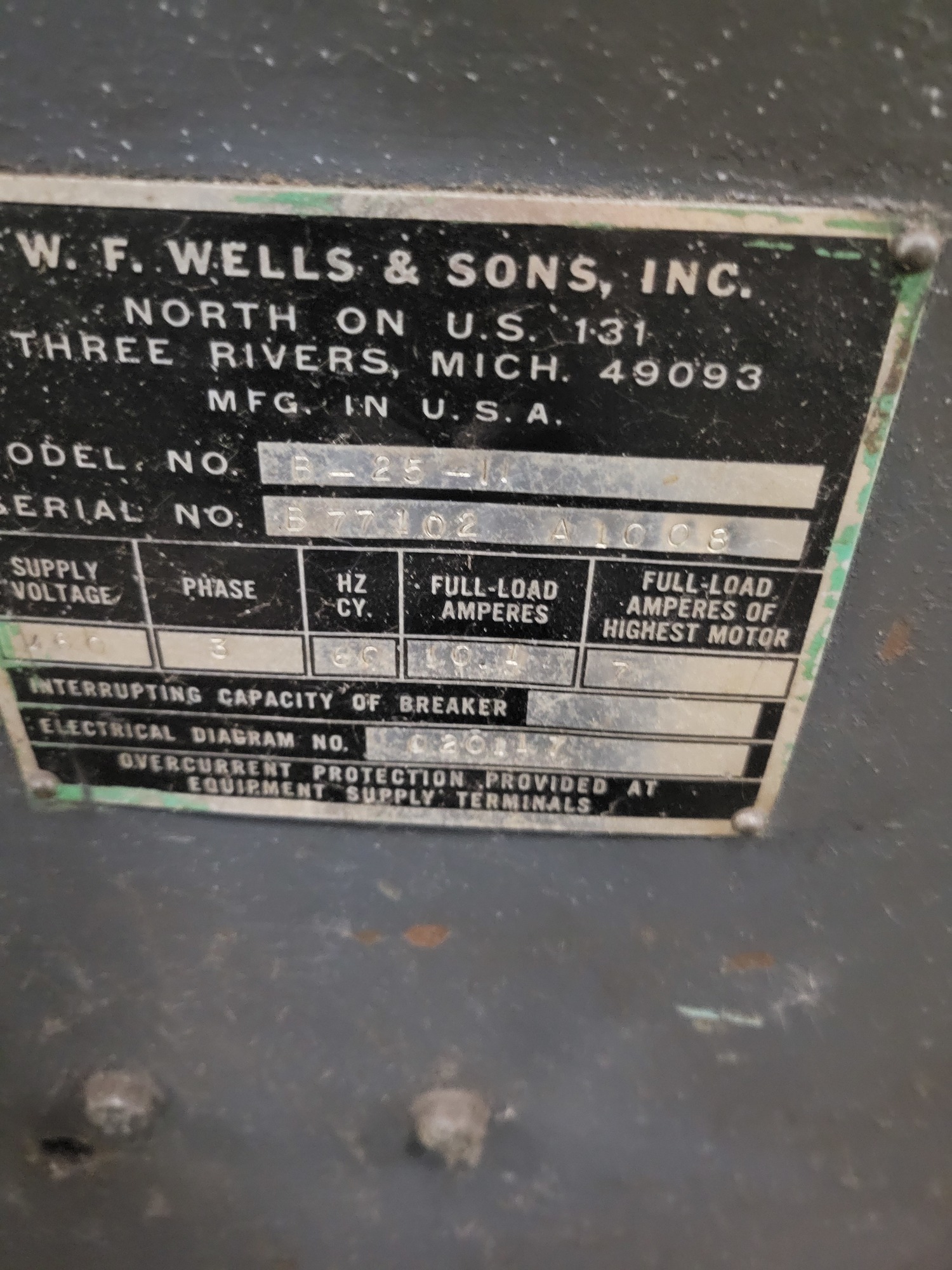 W.F. WELLS B-25-2 Horizontal Band Saws (Semi-Automatic) | Myers Technology Co., LLC
