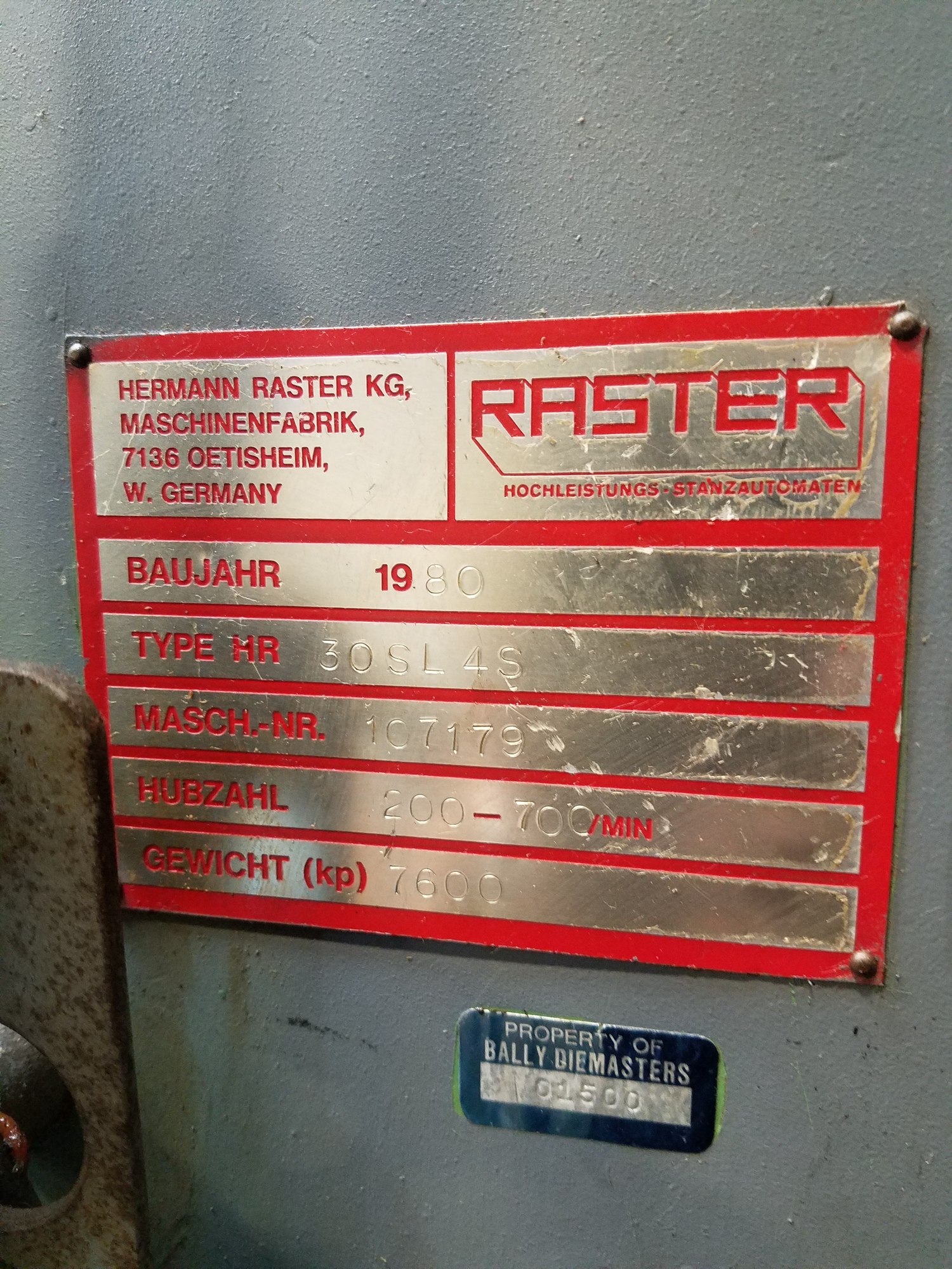 1980 RASTER 30SL 4 S O.B.I Punch Presses | Myers Technology Co., LLC